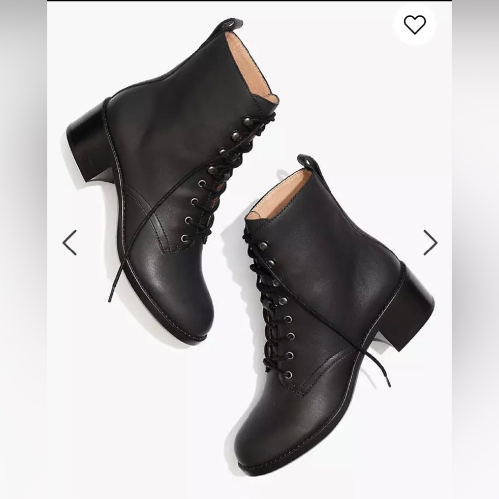 Madewell Women's US 9 The Patti Lace-Up Leather Combat Boots Black AA202